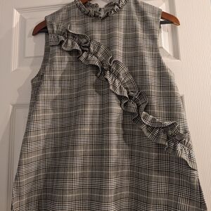 Zara Black and White Plaid Top